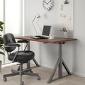 IDÅSEN Desk sit/stand, brown/dark grey, 120x70 cm