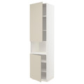 METOD High cab f micro w 2 doors/shelves, white/Havstorp beige, 60x60x240 cm