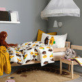 BRUMMIG Duvet cover and pillowcase, bear pattern yellow/brown, 150x200/50x60 cm