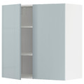 METOD Wall cabinet with shelves/2 doors, white/Kallarp light grey-blue, 80x80 cm