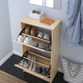 BISSA Shoe cabinet with 2 compartments, oak effect, 49x28x93 cm