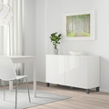 BESTÅ Storage combination with doors, white/Selsviken/Stubbarp dark grey, 120x40x74 cm