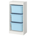 TROFAST Storage combination with boxes, white/light blue, 46x30x94 cm