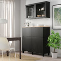 BESTÅ Storage combination w doors/drawers, black-brown Lappviken/Sindvik/Stubbarp black-brown clear glass, 120x42x240 cm