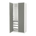 PAX / REINSVOLL Wardrobe combination, white/grey-green, 100x60x236 cm