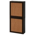 BESTÅ Wall cabinet with 2 doors, black-brown Studsviken/dark brown woven poplar, 60x22x128 cm