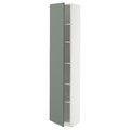 METOD High cabinet with shelves, white/Nickebo matt grey-green, 40x37x200 cm