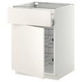 METOD / MAXIMERA Base cab w wire basket/drawer/door, white/Veddinge white, 60x60 cm