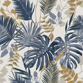 GoodHome Vinyl Wallpaper on Fleece Ferula, blue