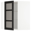 METOD Corner wall cab w shelves/glass dr