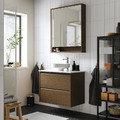 ÄNGSJÖN / LERSJÖN Wash-stnd w drawers/wash-basin/tap, brown oak effect/white marble effect, 82x49x79 cm