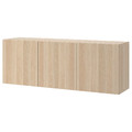 BESTÅ Wall-mounted cabinet combination, white stained oak effect/Lappviken white stained oak effect, 180x42x64 cm