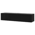 BESTÅ TV bench with doors, black-brown, Selsviken high-gloss/black, 180x42x38 cm