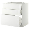 METOD / MAXIMERA Base cab f hob/3 fronts/3 drawers, white, Ringhult white, 80x60 cm