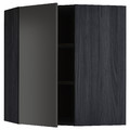 METOD Corner wall cabinet with shelves, black/Nickebo matt anthracite, 68x80 cm