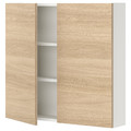 ENHET Wall cb w 2 shlvs/doors, white, oak effect, 80x15x75 cm