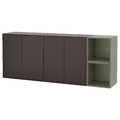 EKET Wall-mounted cabinet combination, dark grey/grey-green, 175x35x70 cm