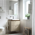 HAVBÄCK / ORRSJÖN Wash-stnd w drawers/wash-basin/tap, beige/brown walnut effect, 62x49x71 cm