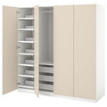 PAX / REINSVOLL Wardrobe combination, white/grey-beige, 200x60x201 cm