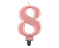 Birthday Candle 8 Metallic 8cm, pink-gold