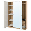 PAX / ÅHEIM Wardrobe combination, white stained oak effect/mirror glass, 150x38x201 cm