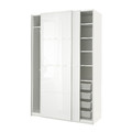 PAX / FÄRVIK Wardrobe combination, white/white glass, 150x66x236 cm