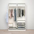 PAX / HOKKSUND Wardrobe combination, white/high-gloss light grey, 150x66x236 cm