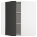 METOD Corner wall cabinet with shelves, white/Nickebo matt anthracite, 68x80 cm