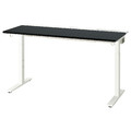 MITTZON Desk, black stained ash veneer/white, 140x60 cm