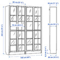 BILLY / OXBERG Bookcase comb w glass doors, brown walnut effect, 160x202 cm