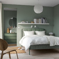 TÄLLÅSEN Upholstered bed frame with mattress, Kulsta grey-green/Valevåg medium firm, 160x200 cm