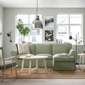 EKTORP 3-seat sofa with chaise longue, Hakebo grey-green