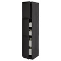 METOD / MAXIMERA Hi cab w 2 doors/4 drawers, black/Lerhyttan black stained, 40x60x200 cm