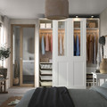 PAX / GRIMO Wardrobe with sliding doors, white/clear glass white, 200x66x236 cm