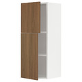 METOD Wall cabinet with shelves/2 doors, white/Tistorp brown walnut effect, 40x100 cm