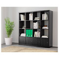 KALLAX Shelf unit with 4 inserts, black-brown, 147x147 cm