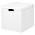 TJENA Storage box with lid, white, 32x35x32 cm