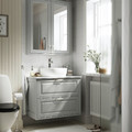 TÄNNFORSEN / TÖRNVIKEN Wash-stnd w drawers/wash-basin/tap, light grey/white marble effect, 82x49x79 cm