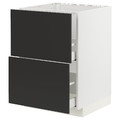 METOD/MAXIMERA Base cab f sink+2 fronts/2 drawers, white/Nickebo matt anthracite, 60x60 cm