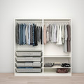 PAX / FARDAL/ÅHEIM Wardrobe combination, high-gloss white/mirror glass, 200x60x201 cm