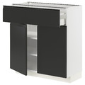 METOD / MAXIMERA Base cabinet with drawer/2 doors, white/Upplöv matt anthracite, 80x37 cm