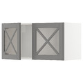 METOD Wall cabinet w 2 glass dr/crossbar., white/Bodbyn grey, 80x40 cm