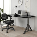 IDÅSEN Desk, black, dark grey, 160x80 cm