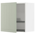 METOD Wall cabinet with dish drainer, white/Stensund light green, 60x60 cm