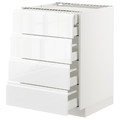 METOD / MAXIMERA Base cb 4 frnts/2 low/3 md drwrs, white, Voxtorp high-gloss/white, 60x60 cm