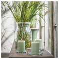 HEDERSAM Scented pillar candle, Fresh grass/light green, 30 hr