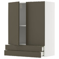 METOD / MAXIMERA Wall cabinet w 2 doors/2 drawers, white/Havstorp brown-beige, 80x100 cm