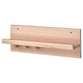 HÄSTVISKARE Wall organiser w hooks, oak, 42x15x11 cm