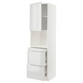 METOD / MAXIMERA Hi cab f micro combi w door/3 drwrs, white/Ringhult light grey, 60x60x220 cm