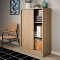 TONSTAD Cabinet with sliding doors, oak veneer, 82x37x120 cm